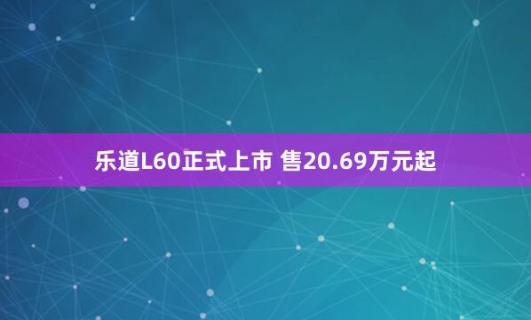 乐道L60正式上市 售20.69万元起